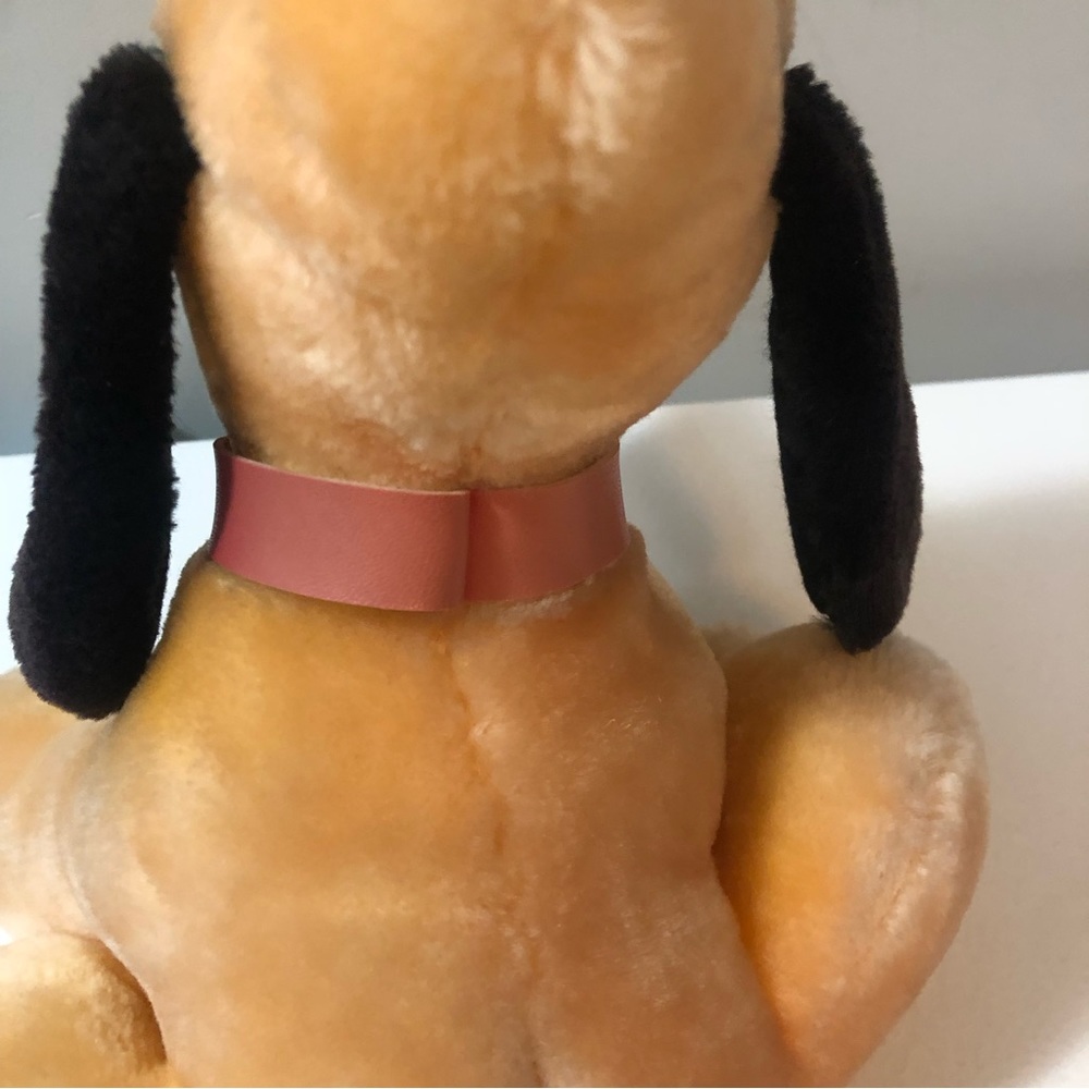 Vintage Disney Store Pluto Plush Stuffed Toy Dog Made in Korea Red Collar Tongue - Picture 8 of 10